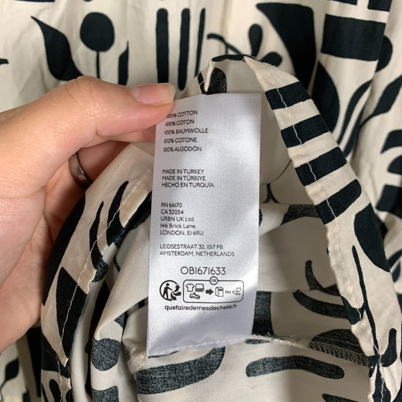 Anthropologie Maeve Bettina Shirt Dress XS Black Motif Printed Tiered Boho $148 - Picture 8 of 12